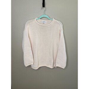 For The Republic Womens Pink Open Knit Pullover Sweater M 3/4 Sleeves Casual
